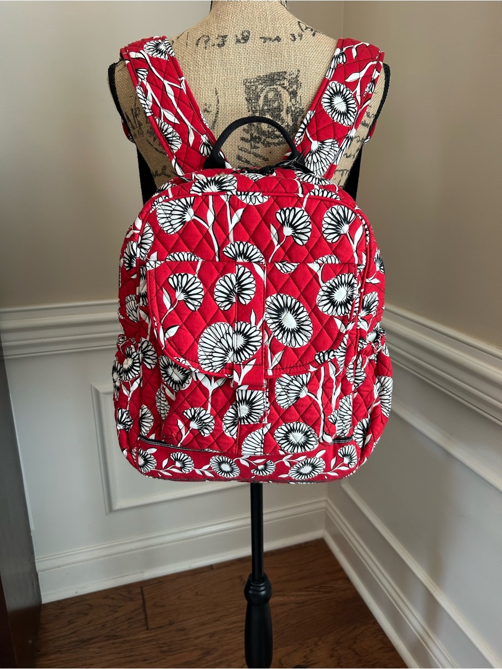 Vera Bradley Red and Black Floral Quilted Tote